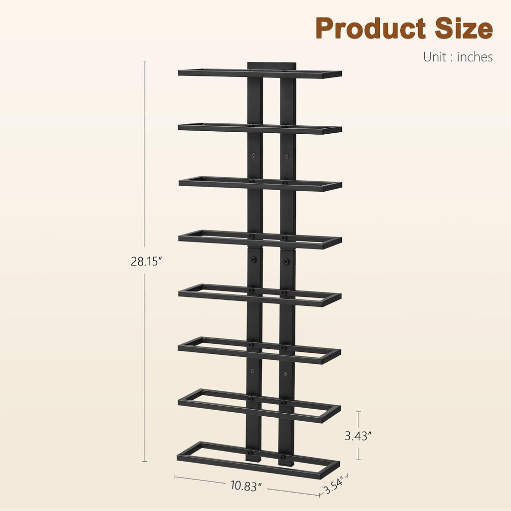 Hoctieon 2-Set 8 Tier Wall Mount Wine Rack (16 Tiers), Wall Racks For Wine Bottles Display And Storage, Hanging Bottle Organizer For Living Room, Dining Room, Wine Cellar, Bar, Black