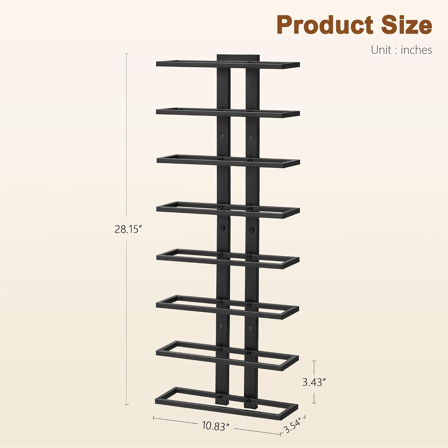 Hoctieon 2-Set 8 Tier Wall Mount Wine Rack (16 Tiers), Wall Racks For Wine Bottles Display And Storage, Hanging Bottle Organizer For Living Room, Dining Room, Wine Cellar, Bar, Black