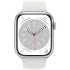 Apple Watch Series 8 [GPS, 45mm] - Silver Aluminum Case with White Sport Band, S/M (Renewed)