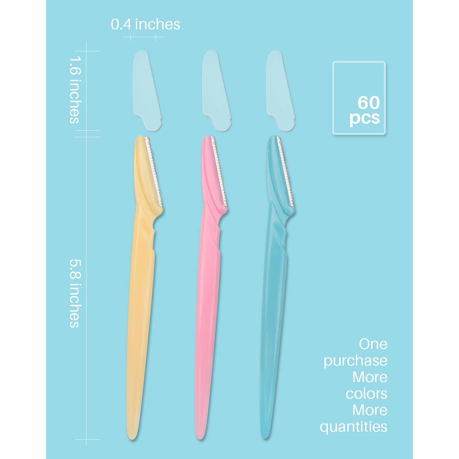 MoHern Dermaplane Razor, 60 Pcs Face Razors for Women and Men, Multipurpose Eyebrow Razor, Dermaplaning Tool for Face by MoHern, Multi-Color (60 Pcs)