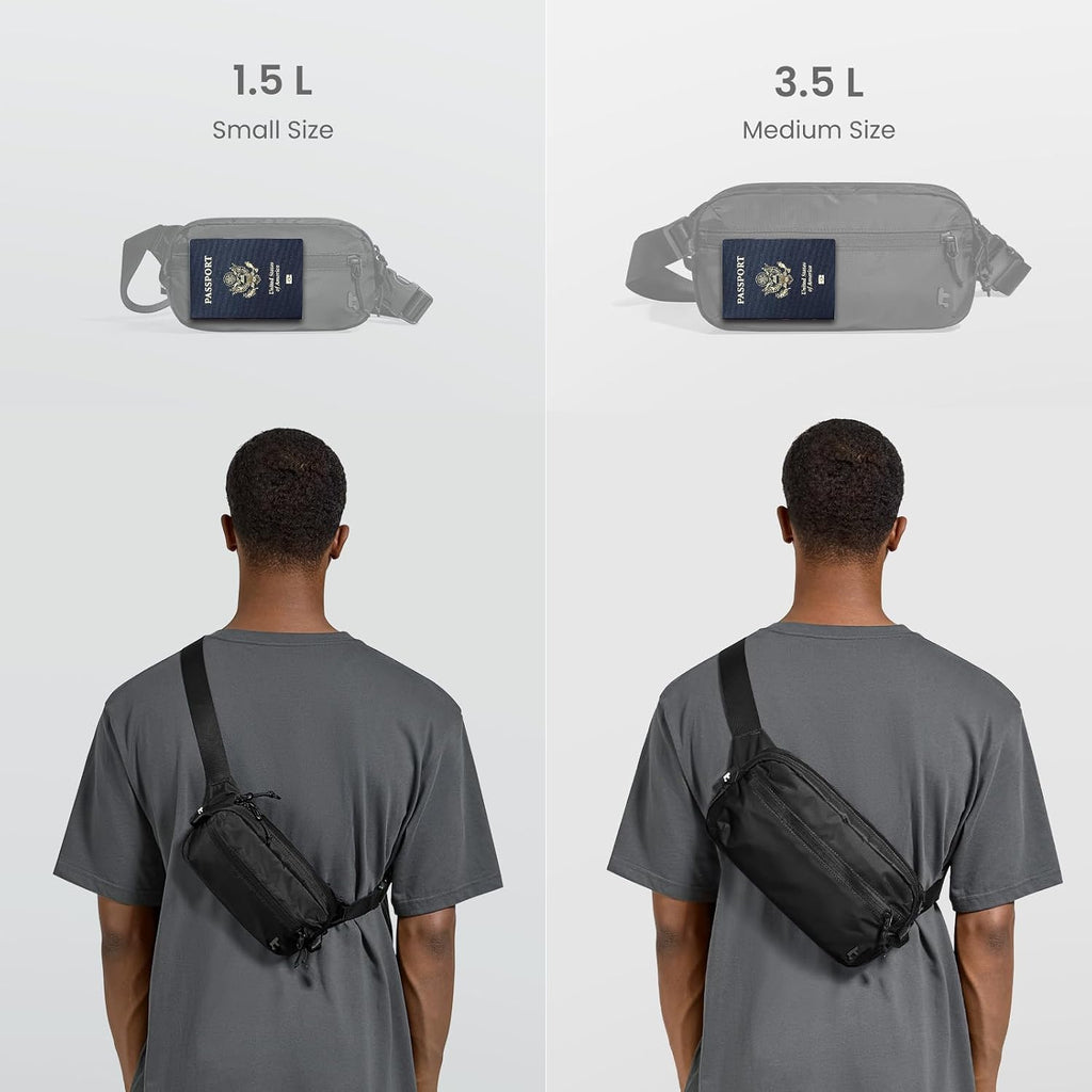 Tomtoc 1.5L Sling Bag With Rfid Blocking Crossbody Chest Pack For Men Women | Edc Minimalist Shoulder Bag, Water-Resistant Lightweight Carrying Waist Fanny Pack For Travel, Daily Commute, Hiking, Walking