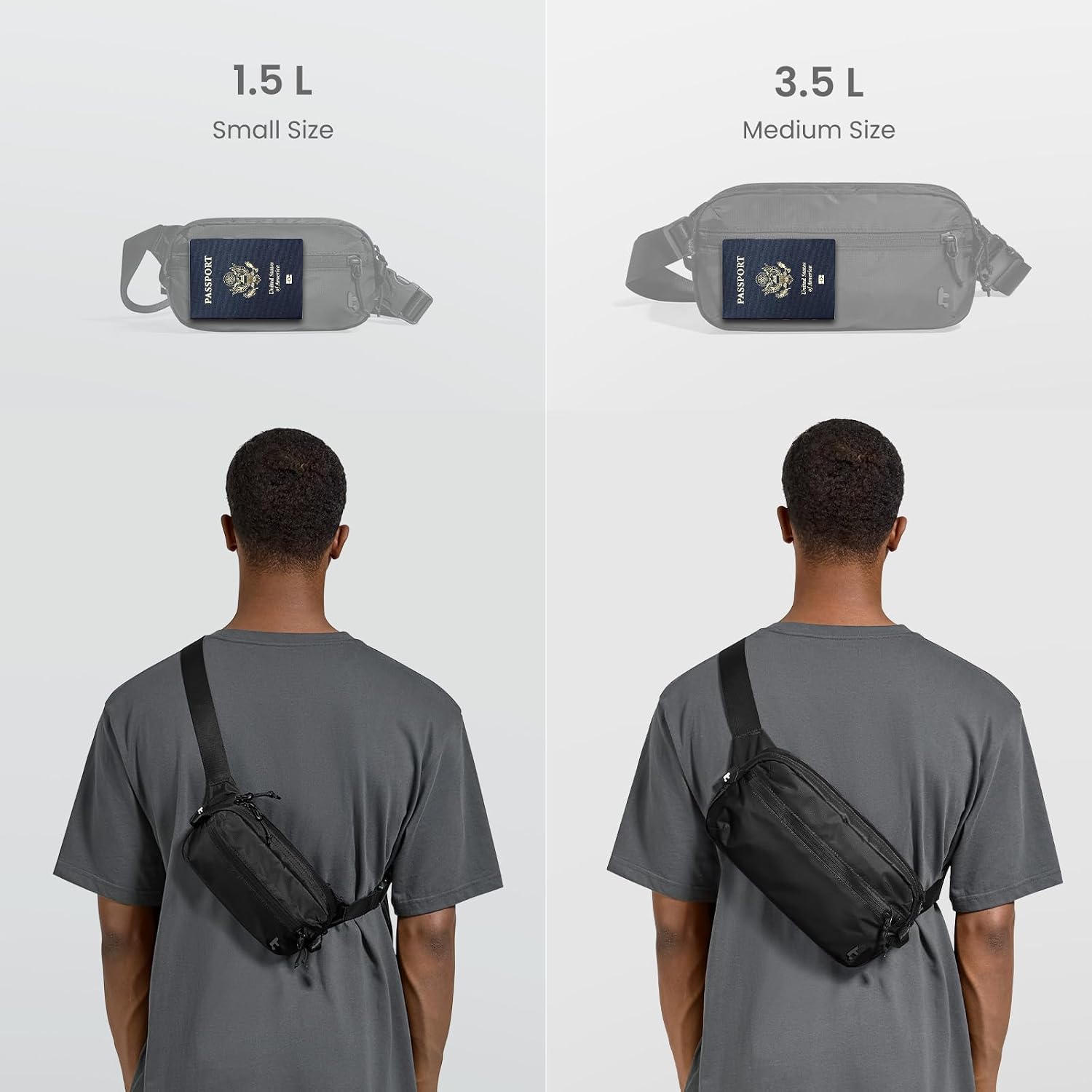 Tomtoc 1.5L Sling Bag With Rfid Blocking Crossbody Chest Pack For Men Women | Edc Minimalist Shoulder Bag, Water-Resistant Lightweight Carrying Waist Fanny Pack For Travel, Daily Commute, Hiking, Walking