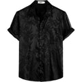 Vatpave Mens Summer Jacquard Regular Fit Shirts Casual Button Down Short Sleeve Beach Tops With Pocket