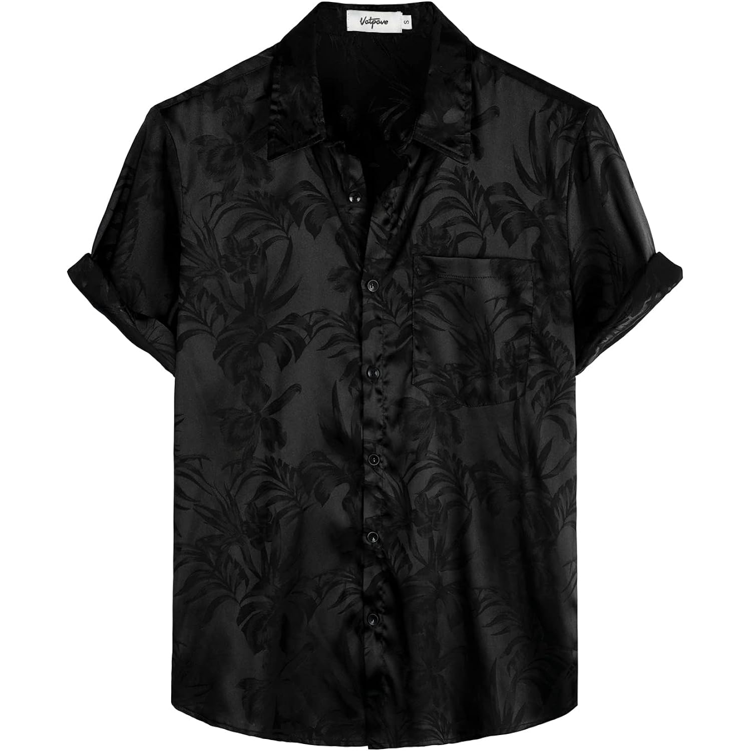 Vatpave Mens Summer Jacquard Regular Fit Shirts Casual Button Down Short Sleeve Beach Tops With Pocket