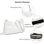 Dasein Elegant Pleated Evening Bag Soft Vegan Leather Clutch Purse Dressy Formal Handbag With 2 Chain Straps For Women