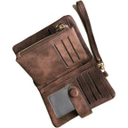 AOXONEL Women's Small Bifold Leather wallet Rfid blocking Ladies Wristlet with Card holder id window Coin Purse