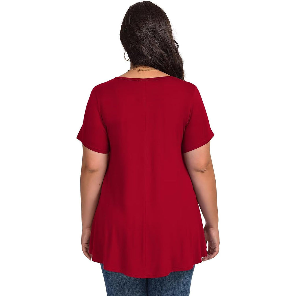 LARACE Plus Size Tops for Womens T Shirts Button Down Summer Clothes Short Sleeve Tunics Casual V Neck Blouses