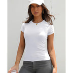 Abardsion Women Casual Raglan Sleeve Slim Fit T Shirts - 2026 Summer Crewneck Short Sleeve Basic Going Out Tops Workout