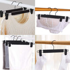 Pants Hangers With Clips, Skirt Hangers，360 ° Swivel Hooks Space Saving Hangers For Pants, Skirts, Clothes, Jeans (10Pack, Black)