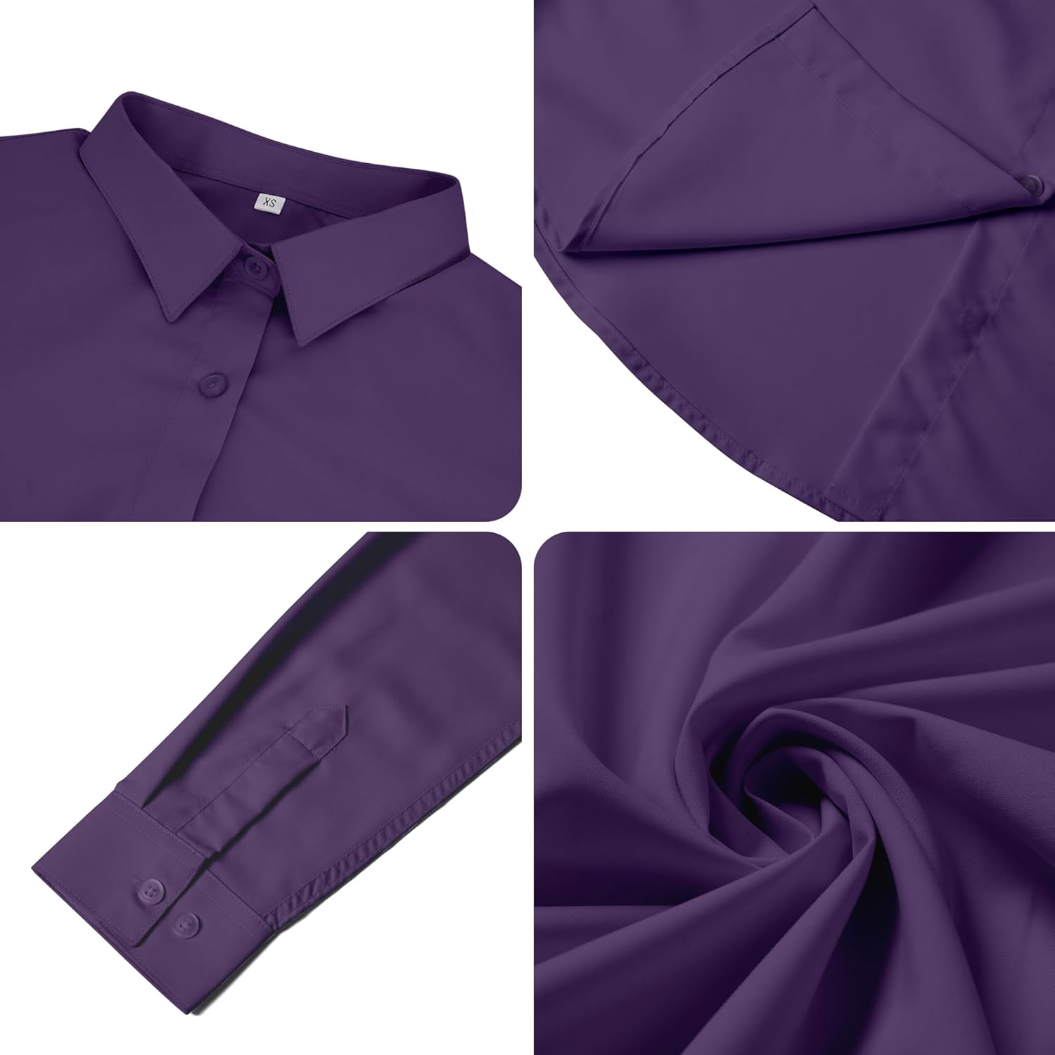 Super Soft Wrinkle Free Button Down Shirts for Women Solid Long Sleeve Striped Formal Work Dress Blouses Tops