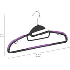Amazon Basics Space Saving Non-Slip Rubber Coated Plastic Hangers With 360 Degree Swivel Hook, Black/Purple, Pack Of 50