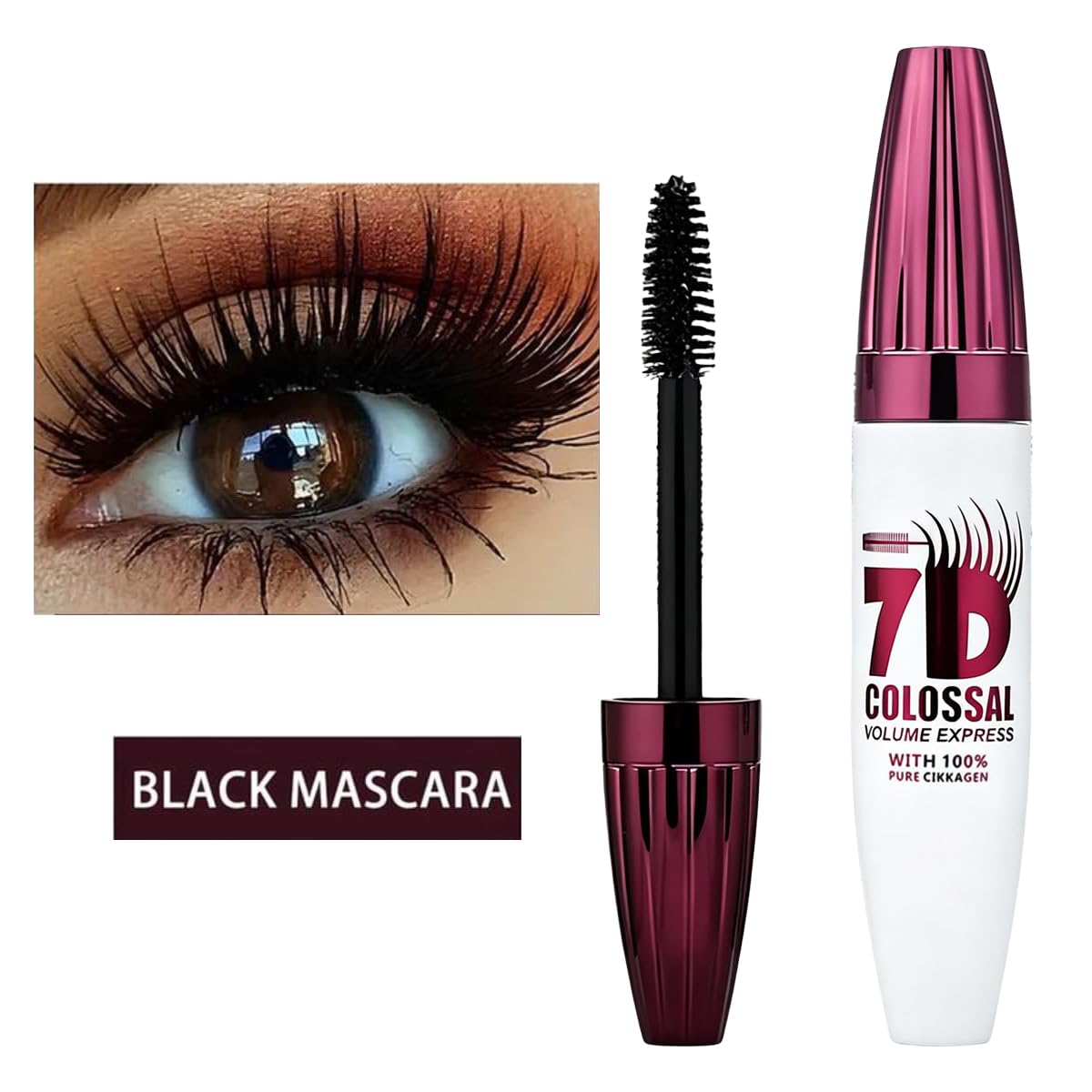 7D Waterproof Volume Mascara, Lengthening Thickening Softer Fuller Lashes Mascara,Long Lasting Natural Curling Lashes for Professional Eye Makeup. 2pcs