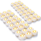 Homemory 48Pack 2” Flameless Led Floating Candles, 200 Hour Plastic Battery Operated Flickering Waterproof Tealights For Cylinder Vases, Centerpieces At Wedding, Party, Pool, Holiday (White Base)