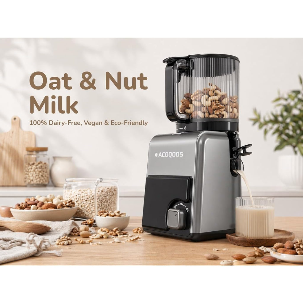 3-In-1 Cold Press Juicer Machines, 6.5" Mega Chute For Whole Fruit, Slow Masticating Juicer With Sorbet & Nut Milk Maker, Bpa Free, 100 Oz Hopper, Easy Clean, Oxide Gray