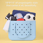 Extra-Large Tote Beach Bag - 19In L X 9In W X 13In H, Waterproof & Sandproof & Washable, Shoulder Shopping Handbag Casual Travel Totes Bag For Pool, Boat, Groceries, Work, Sports丨Sky Blue