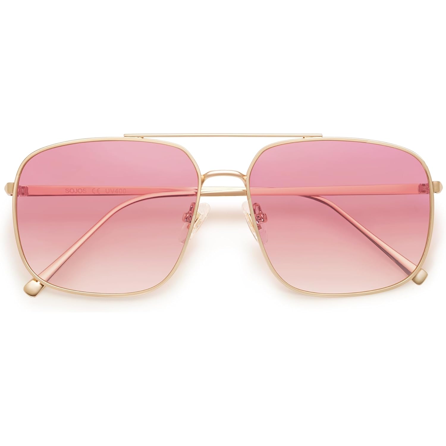 SOJOS Trendy Square Aviator Sunglasses for Women Men, Gold Frame Light Tint Gradient Shades SJ1176