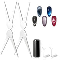 5pcs Cat Eye Magnet Set, 2-in-1 Scissor Shape Nail Magnet Tool create French & V-Shape nail effects, Heart Guide & Cylindrical Magnet for Cat Eye Gel Polish, Nail Art DIY for Home, Salon, Studio