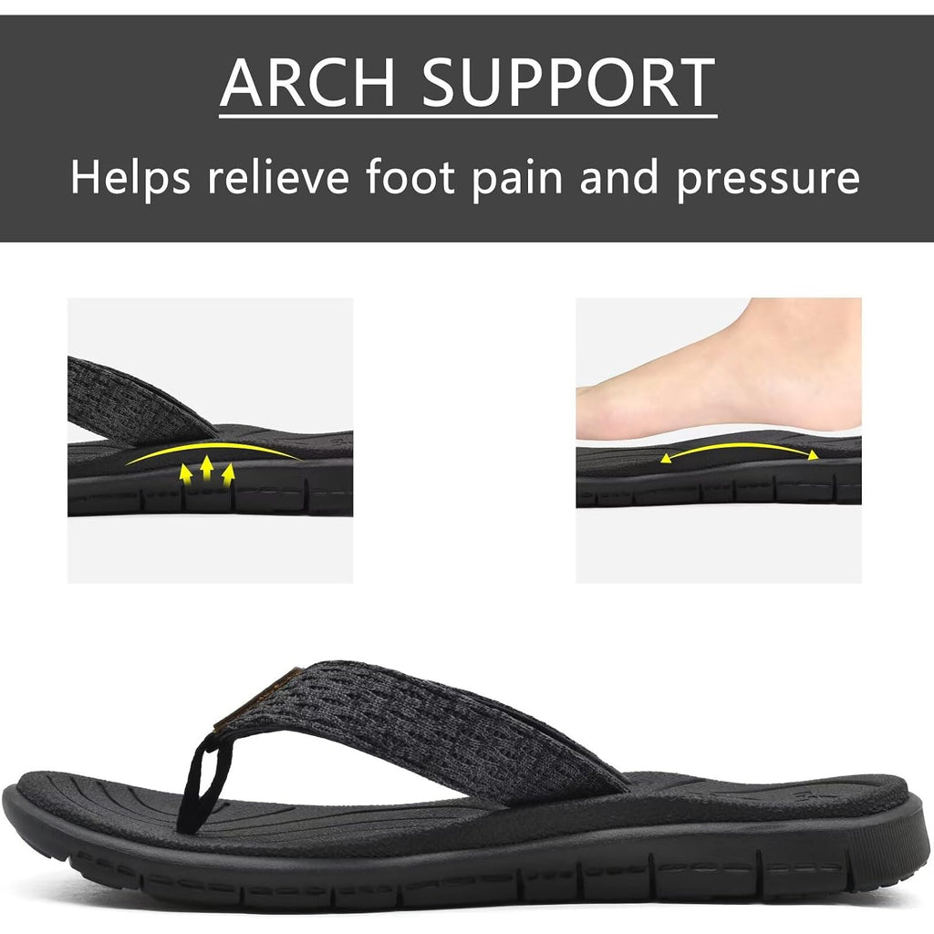 Kuailu Womens Casual Flip Flops With Comfortable Arch Support Yoga Mat Summer Beach Walking Thong Cushion Sandals Lightweight Flats Non-Slip Shoes Indoor Outdoor