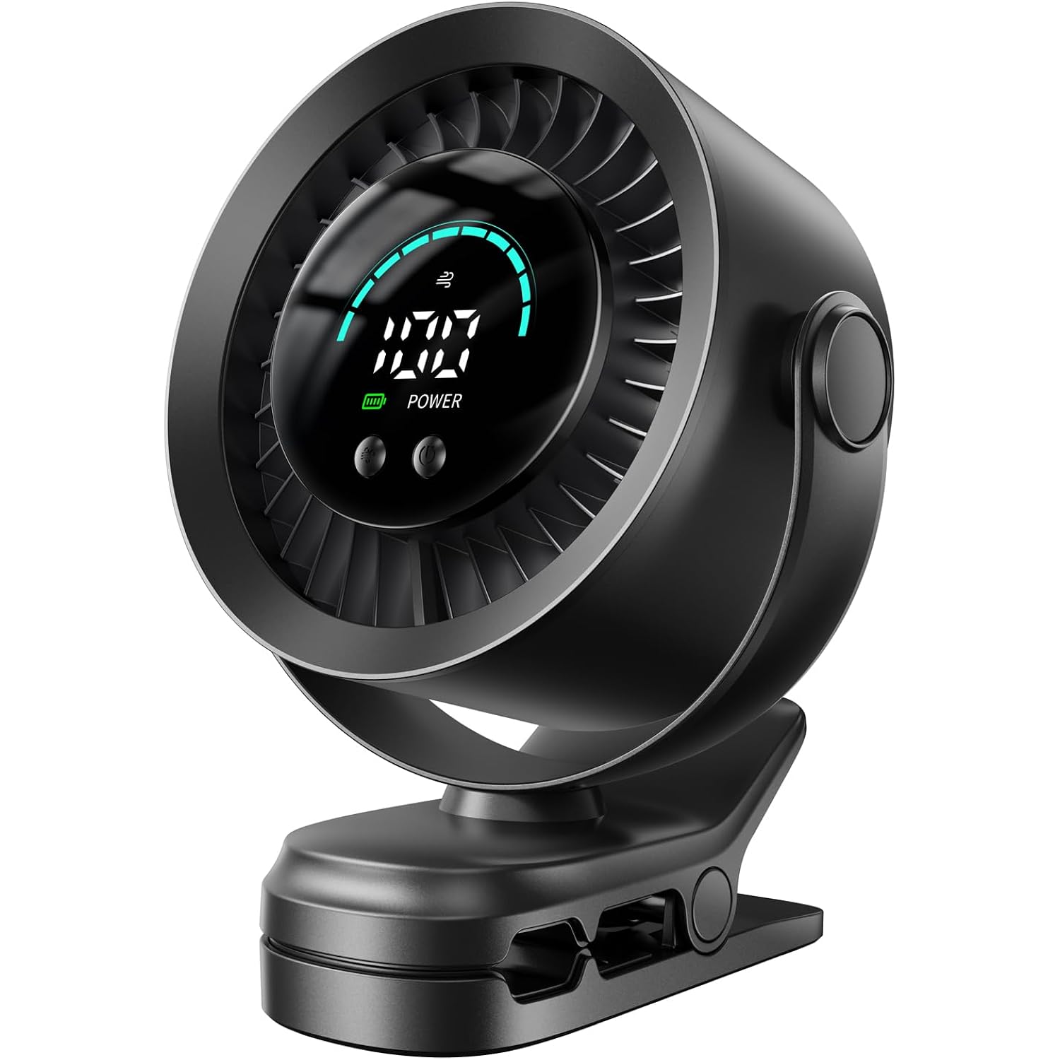 Portable Clip On Fan, 100-Speed Rechargeable Usb Fan With Led Display, 360° Rotation & Strong Airflow Desk Fan, Up To 17 Hours Small Battery Fan For Outdoor Travel Camping Treadmill Car (Black)