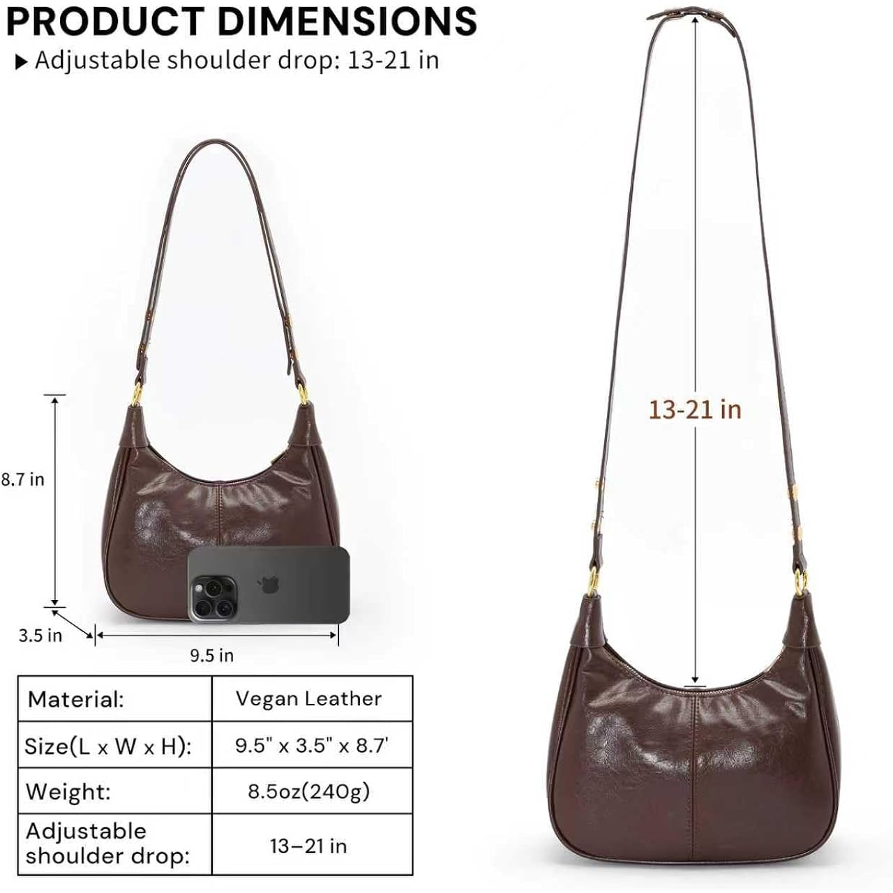 Shoulder Bags For Women Small Hobo Bags Crescent Shaped Cute Retro Tote Handbag Mini Clutch Purse With Zipper Closure