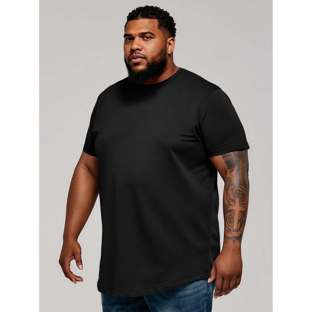 Runcati Mens Big And Tall Shirts Short Sleeve Crew Neck Casual T-Shirt Hipster Hip Hop Longline Tee Shirts