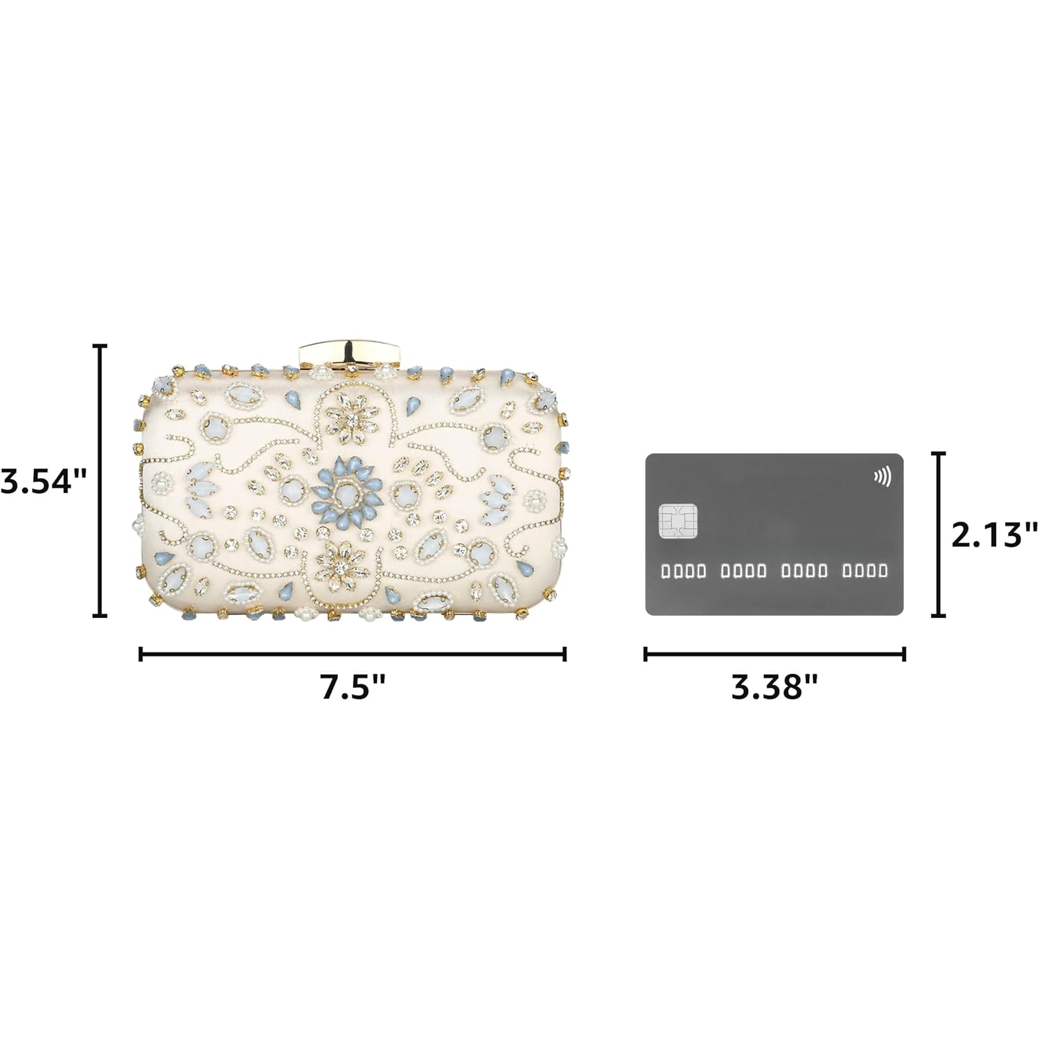Womens Crystal Beaded Evening Bag Wedding Clutch Purse