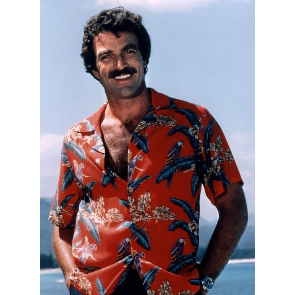 Paradise Found Mens Jungle Bird Tom Selleck Magnum Pi Rayon Shirt