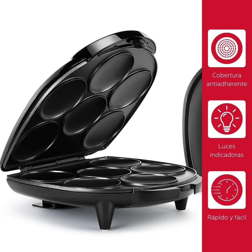 Holstein Housewares Non-Stick 6-Section Multi-Food Maker - Arepas, Mini Pancakes, Corncakes And More - Black,12 Inch