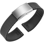 Fkm Rubber Watch Strap, Cut To Size Quick Release Fluororubber Watch Band Soft Replacement Watchband With Silver Milled Clasp For Men Women 18Mm 19Mm 20Mm 21Mm 22Mm