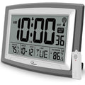 Atomic Clock With Outdoor And Indoor Temperature - 12.5 Inch Self-Setting Digital Clock Large Display, Battery Operated Wall Clocks Or Desk Clocks For Bedroom, Livingroom, Office