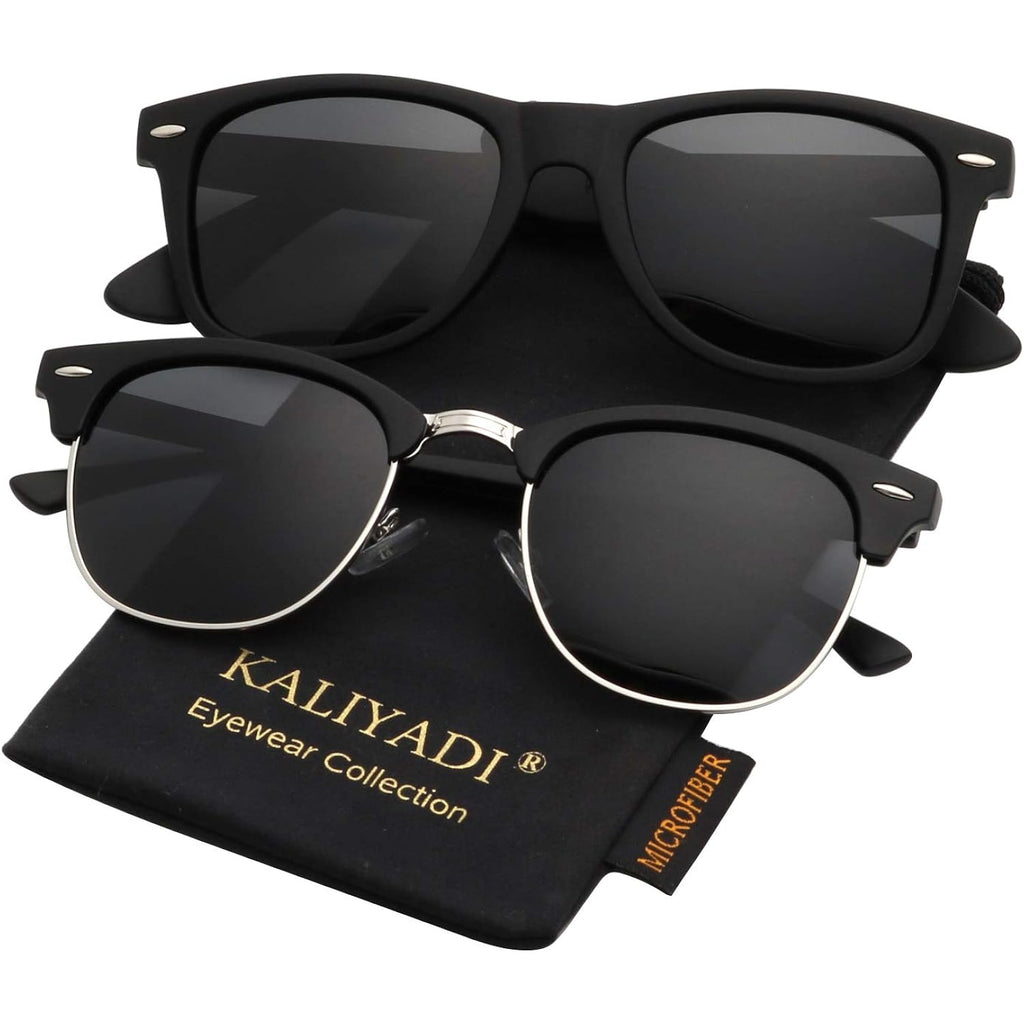 KALIYADI Polarized Sunglasses for Men and Women Semi-Rimless Frame Driving Sun glasses UV Blocking