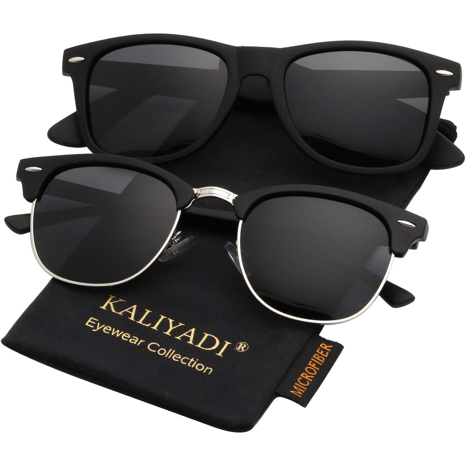 KALIYADI Polarized Sunglasses for Men and Women Semi-Rimless Frame Driving Sun glasses UV Blocking