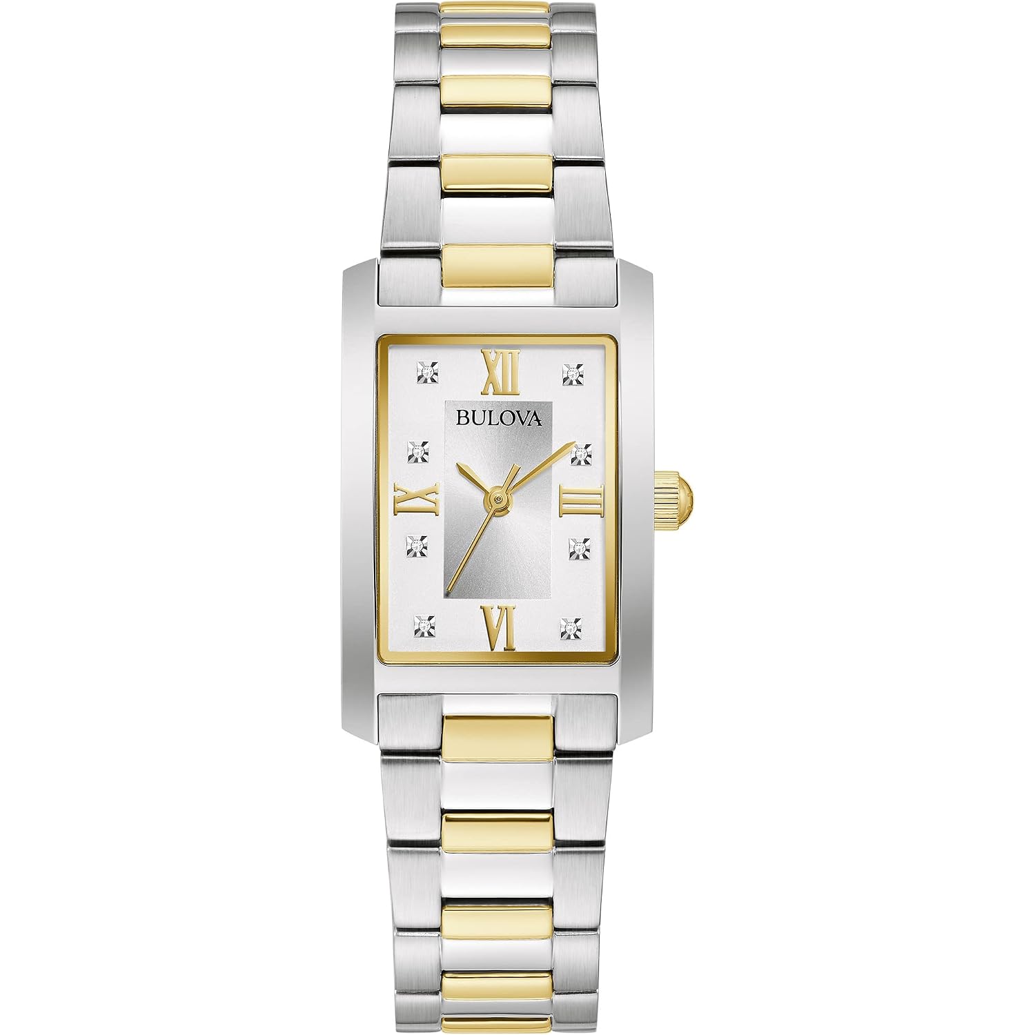 Bulova Ladies' Classic Diamond Two-Tone Stainless Steel 3-Hand Quartz Watch, Rectangle