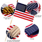 12 Pcs 12X18 Inch American Flags For Outside, 250Th Anniversary Usa Stick Flag With Handheld And Grounded Multi-Purpose Flagpole, Memorial Day, 4Th Of July Decorations, Patriotic Decorations