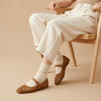 Cushionaire Weston Hand Woven Mary Jane Flats For Women, Comfortable Dressy Ballet Flats With Braided Adjustable Buckle And Memory Foam Cushioning