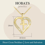Cross Necklace for Women 14K Gold Cross Necklaces for Women Gold Heart Necklaces for Womens Crosses Chain Pendant Combine Classic Elements of Romantic and Faith Chain Crosses Heart Necklace for Womens 17.7+1.7in