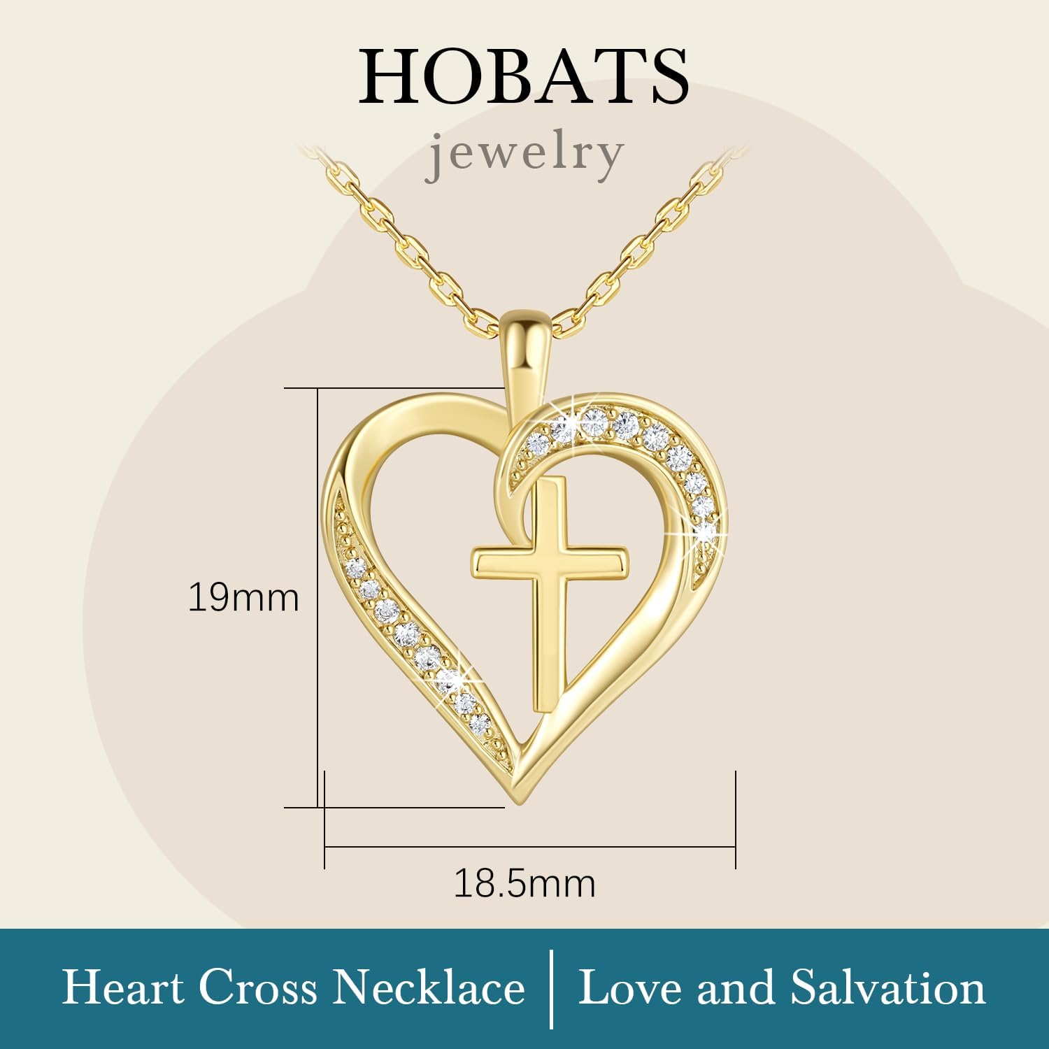 Cross Necklace for Women 14K Gold Cross Necklaces for Women Gold Heart Necklaces for Womens Crosses Chain Pendant Combine Classic Elements of Romantic and Faith Chain Crosses Heart Necklace for Womens 17.7+1.7in