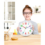 Silent Kids Wall Clock – Non-Ticking, Battery-Powered, Ideal For Teaching Time And Stylish Décor In Any Room - 8 Inch