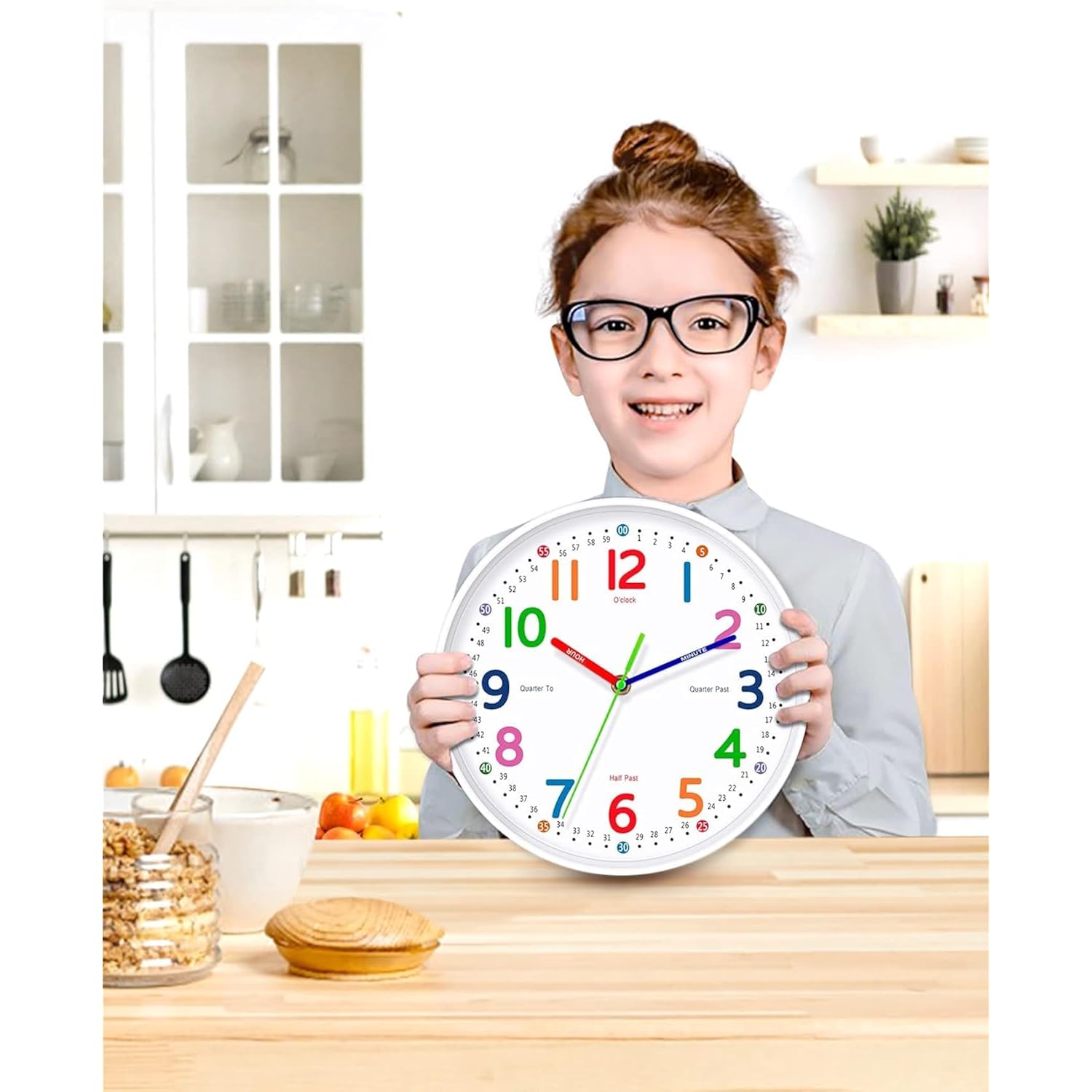 Silent Kids Wall Clock – Non-Ticking, Battery-Powered, Ideal For Teaching Time And Stylish Décor In Any Room - 8 Inch