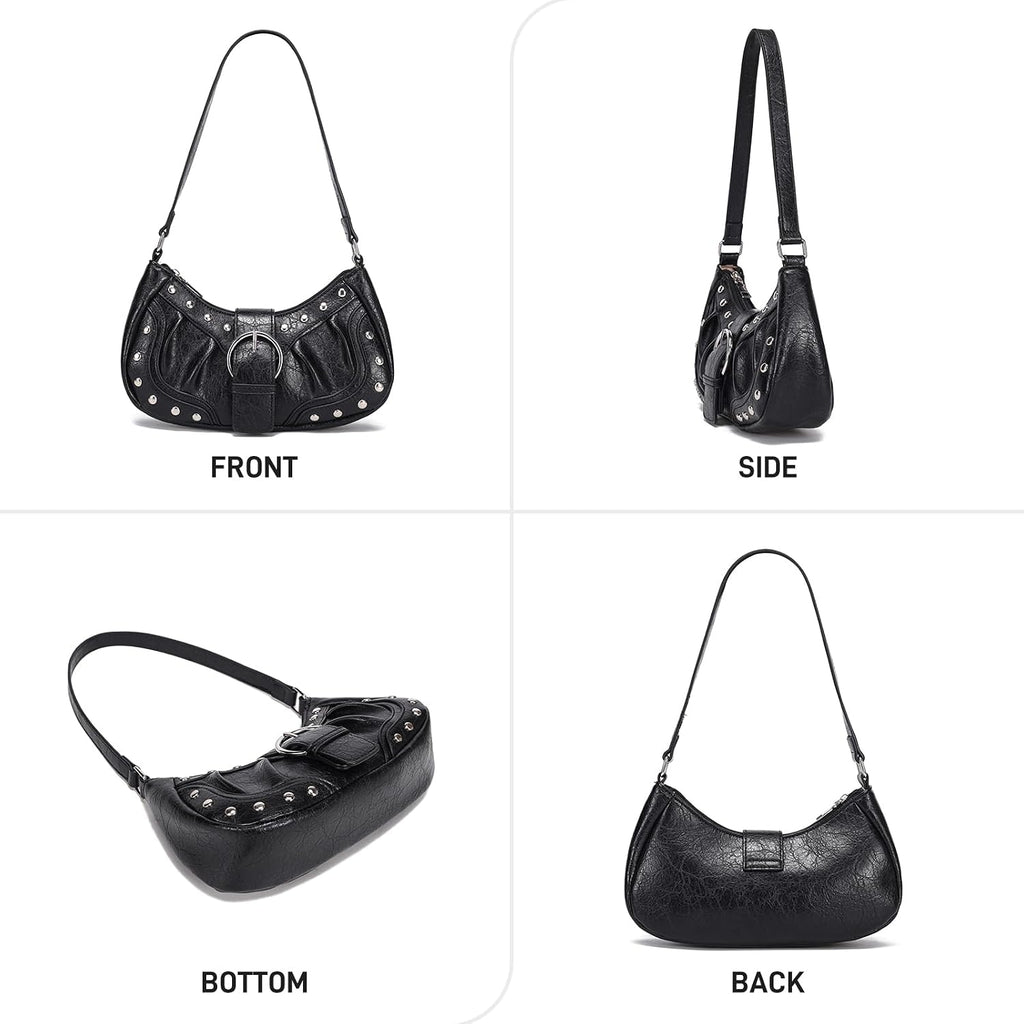 Y2K Purse Small Shoulder Bags For Women With Rivets Punk Style Goth Grunge Emo Handbag