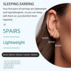 5 Pairs 14K Gold Plated Huggie Hoop Earrings for Women - Lightweight Minimalist Small Hoops, Hypoallergenic Nickel-free Lead-free, Non-Tarnish Everyday Jewelry for Sensitive Ears, Multiple Piercing Stack Set