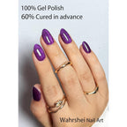 Semi Cured Gel Nail Strips, Purple Cat Eye 20pcs Adhesive UV Sticker, Wraps for Home Manicure DIY