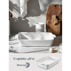 DOWAN Casserole Dish, 9x13 Ceramic Baking Dish, Large Lasagna Pan Deep for Oven, 4.2 Quarts Baking Pan with Handles, Oven Safe and Durable Bakeware for Lasagna, Home Decor, Wedding Gift, Soft White