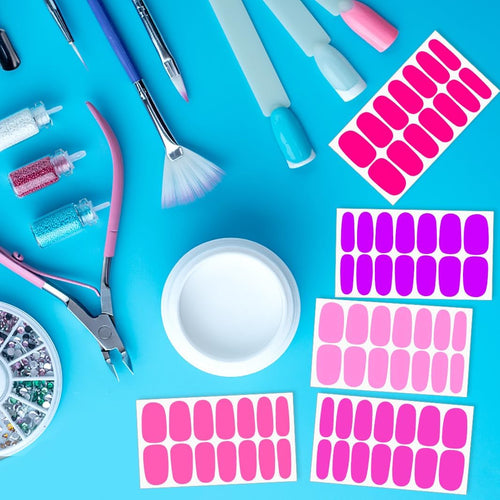14 Sheets Fluorescence Solid Color Nail Polish Strips Stickers Self-Adhesive Vibrant Color Nail Wraps for Short Nails Nail Stickers Full Nail Wraps for Women Nail Art