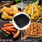 Air Fryer Silicone Liners Square 2 Pack 8 Inch Airfryer Liners 4-7 QT Reusable Air Fryer Liners Pot Oven Liner Baking Tray, Basket Mat Bowl Accessories Kitchen (BPA-free)