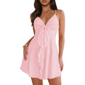 Miyieonz Women Sleeveless Sexy V Neck Summer Dress For Women Casual Flowy Beach Club Party Spaghetti Strap Mini Sundress