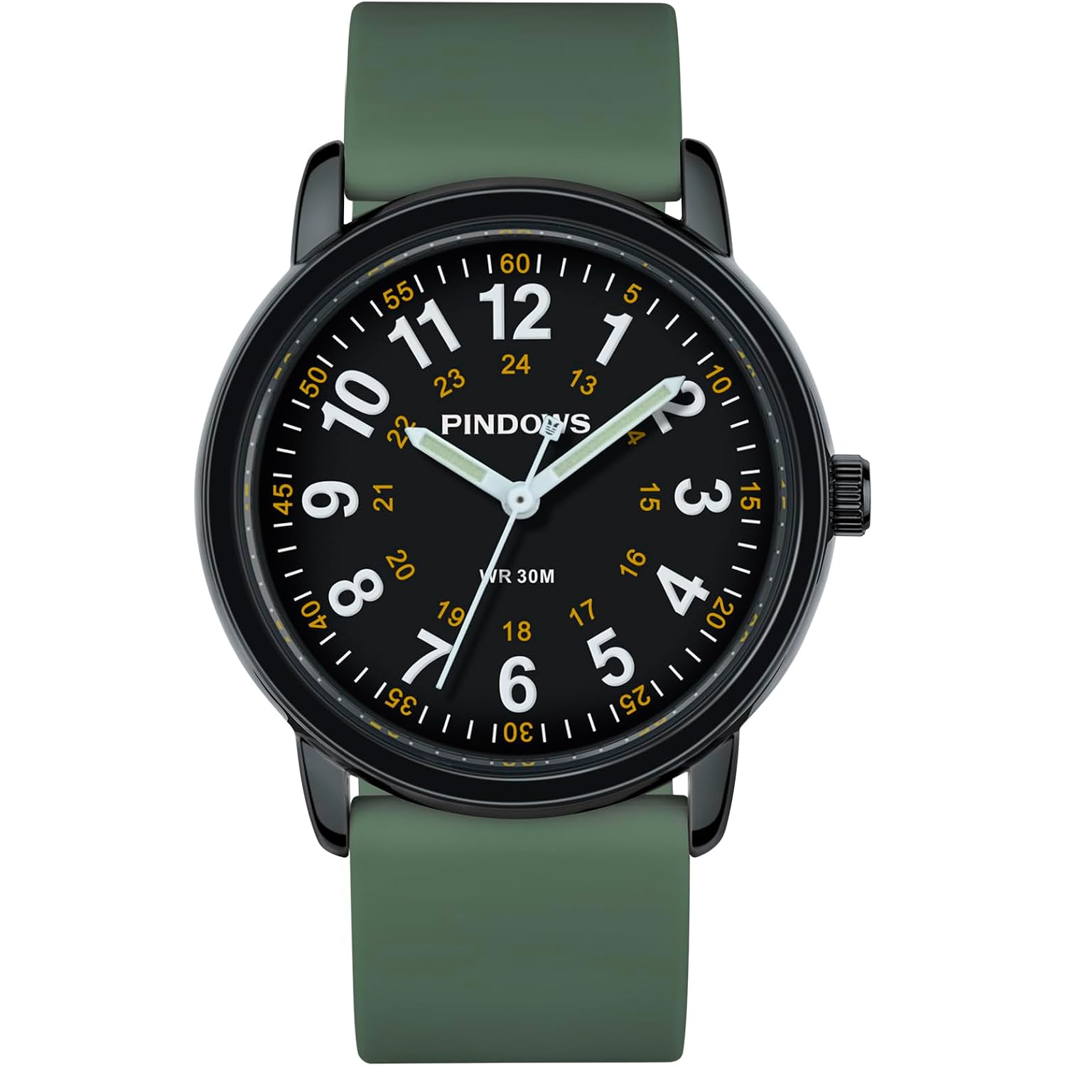 Pindows Women Analog Quartz Wrist Watch With Silicone Strap For Young Women Students Easy Read Waterproof Unisex Luminous Dial