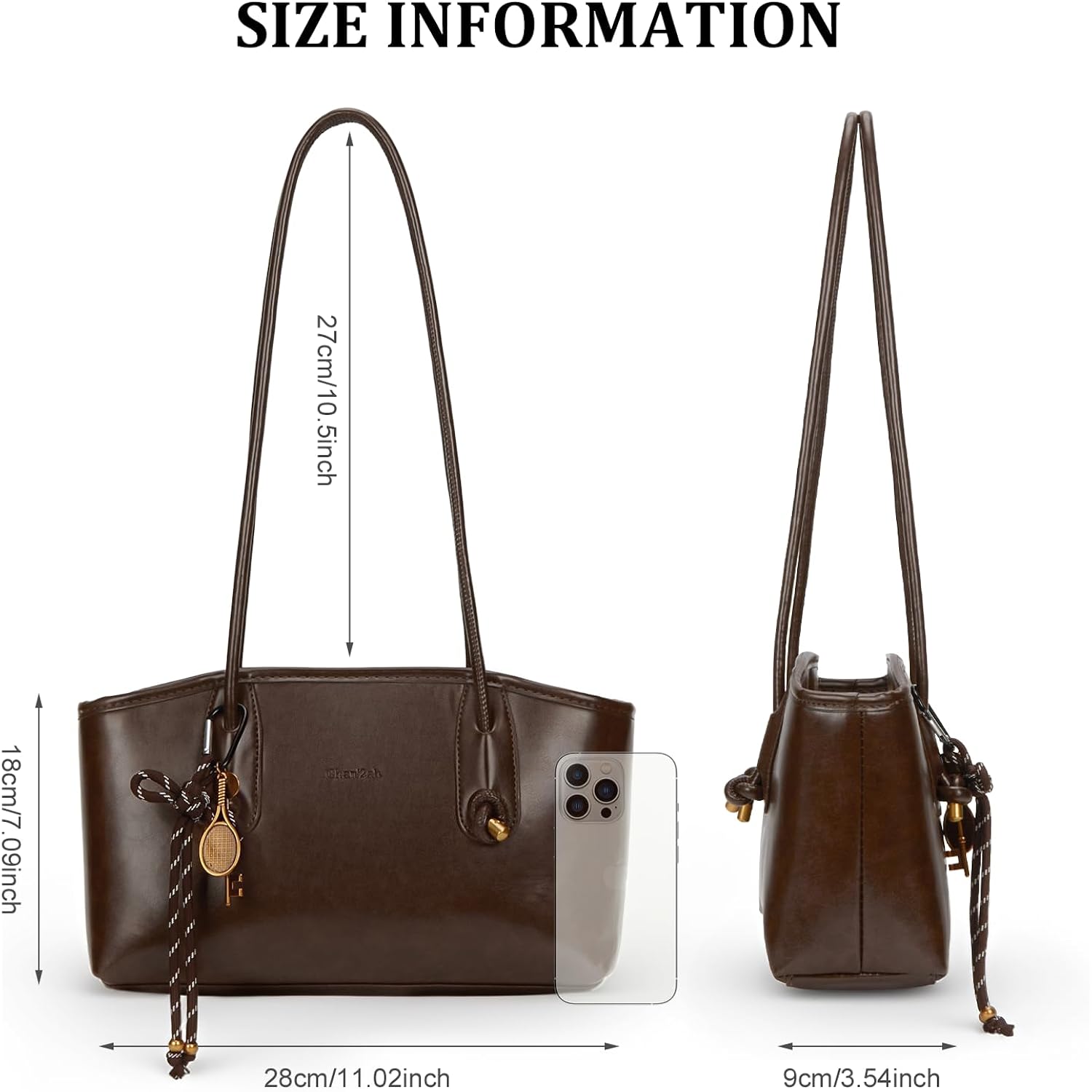 Vintage Shoulder Bags for Women Brown Purse Fall Hobo Handbag Faux Leather Shoulder Purse with Cute Pendant