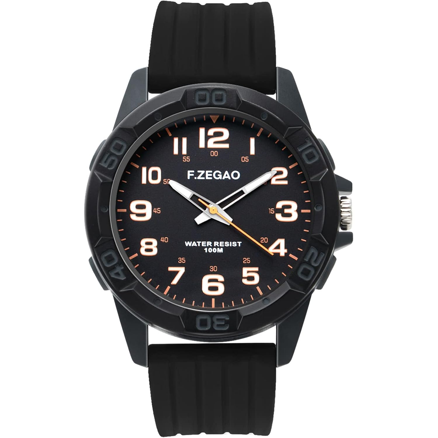 100M Waterproof Watch For Swimming, Easy Read Unisex Analog Watch, Second Hand Diver Analog Watch Men, 45Mm Diameter