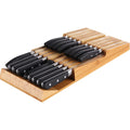 NIUXX Bamboo In-Drawer Knife Block Set for 16 Knives(Not Included), Large Kitchen Detachable Washable Cutlery Slot Organizer Storage Holder for Sharpening Steel and Cutter